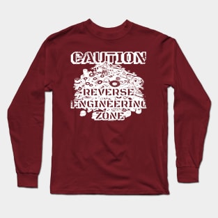 Caution Reverse Engineering Zone (White) Long Sleeve T-Shirt